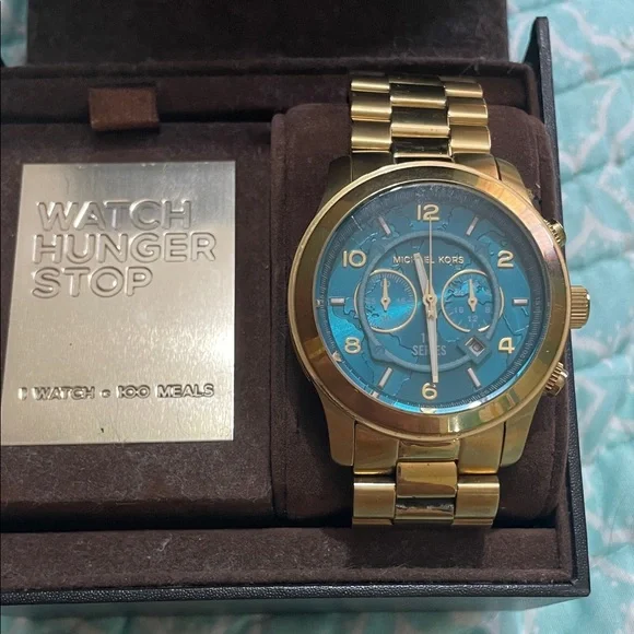 Michael Kors watch hunger stop gold tone watch